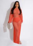 Fashion Sexy Beachwear Hollow Knit Hand Crochet Tassel Dress