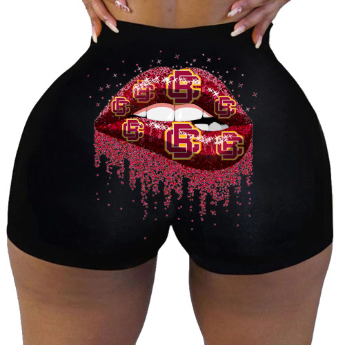 Sexy Ladies Low Waist Graphic Printed Yoga Shorts