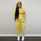 Three-dimensional Silicone Printing Hooded Collar Kangaroo Pocket Tracksuit Set