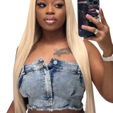 Super Stretch Denim Navel-Based Tube Top