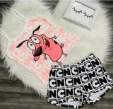 Casual Straps Graphic Print Shorts Suit Yoga Short Set