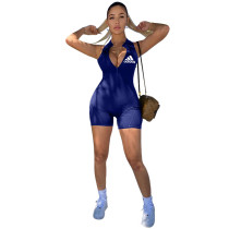 Solid Color Sleeveless Embroidered Romper
