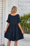 Summer Casual V Neck Three Layer Pleated Dresses