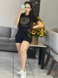 Summer Bronzing Casual Short Sleeve Shorts Set