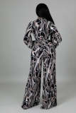 Sexy Club Wear Girls Clothing Casual Long Sleeve High Waist V Neck Printed Jumpsuits