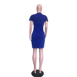 Sexy Short Sleeve Contrast Slit Club Dress