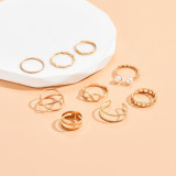 Vintage Pearl Twist Ring Set of 9