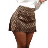 Fashion Printed Letter Sexy Mini Skirt