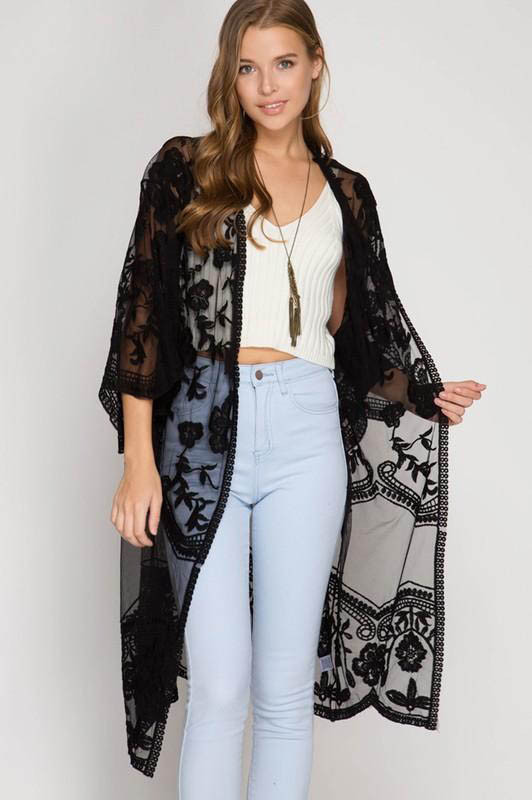 Lace Mesh Embroidered Beach Cardigan