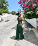 Army Green Sexy Irregular Straps Bandage Wrapped Wide Leg Jumpsuit