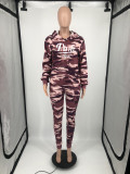 2PCS Autumn Winter Clothes Camouflage Women Tracksuit Casual Hoodies Sweatshirt Pants Set