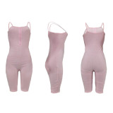 Solid Color Straps Zip Romper