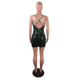 Casual Sequins Sling Halter Mini Dress