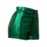 Sexy Slim Metallic PU Shorts