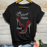 Black Pullover Hot Drill Short Sleeve Tees
