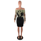 Embroidered Lace Off Shoulder Mini Dress