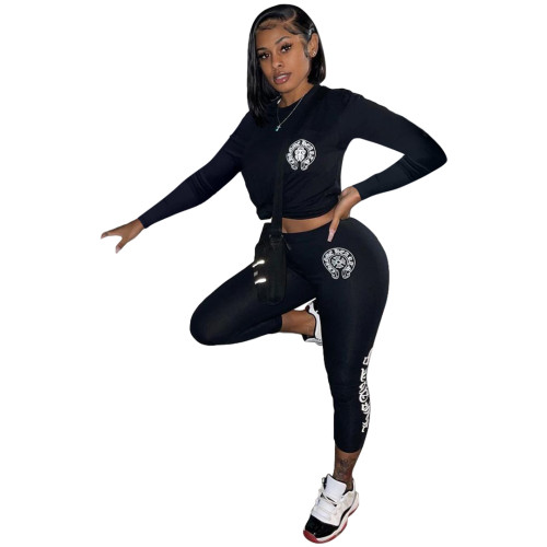 Autumn Printed Pattern Sports 2Piece Women Outfit