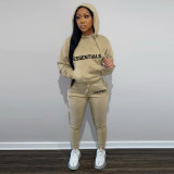 Three-dimensional Silicone Printing Hooded Collar Kangaroo Pocket Tracksuit Set