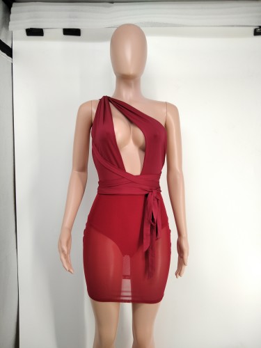 Sexy Mesh See-through Culottes Dress