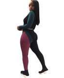 Casual Color Matching Printed Sports 2 Piece Set