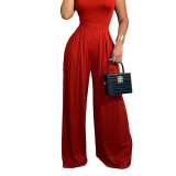 Solid Color Flared Straight Leg Trousers