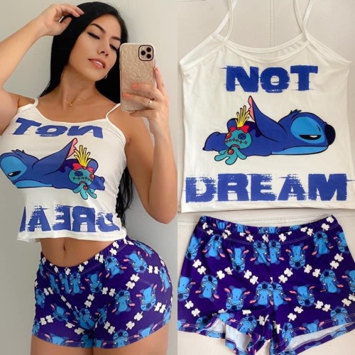 Sexy Graphic Print Suspender Yoga Short Pant Sets