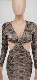 Fall Clubwear 2021 Long Sleeve Pit Deep V Neck Cut Out Sexy Bodycon Dress