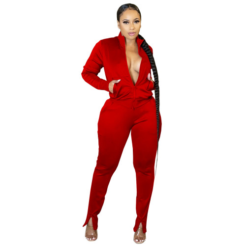Women Red Pantsuit High Off Life Sweatpants Fall Clothes Sweat Suit Set