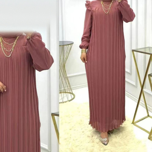 Chiffon Frill Trim Pleated Dresses
