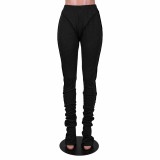 Solid Black Tight Stacked Pants
