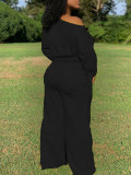 Solid Color Loose Cotton Sweatshirt Jumpsuit