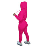 Autumn Winter Thick Drawstring Jogger Two Piece Sweatpants and Hoodie Set