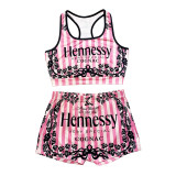 Sexy Graphic Print Tank Top Shorts Set Yoga Pants Set