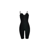 Solid Color Straps Zip Romper