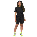Solid Color Basic Shirt and Tight Shorts