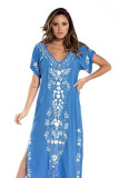 Cotton Embroidered V Neck Beach Dress