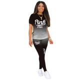 Casual Gradient Letter Sports Pant Set