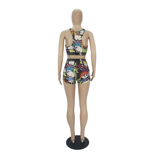 Sexy Pattern Printed Shorts Set Yoga Swimsuit Pants Set