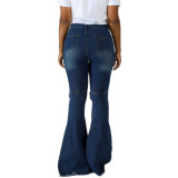 Raw Distressed Bell Jeans