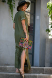 V Neck Cotton Embroidered Beach Dress