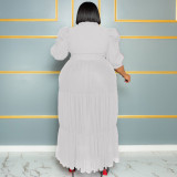 Sexy Perspective Mesh Long Dress with Belt