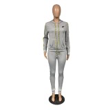 Casual Letter Print Hooded Two Piece Outfits