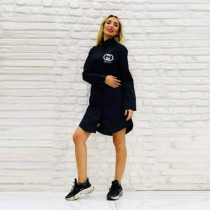 Fashion Simple Embroidered Letter Long Sleeve Shirt Dress