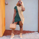 Sexy Short Sleeve Contrast Slit Club Dress