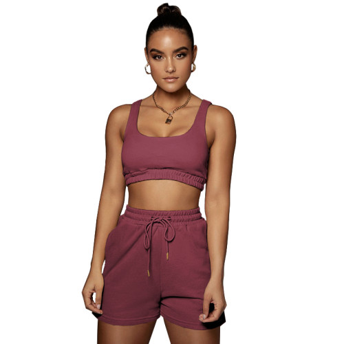 Casual Sports Double Vest and Shorts with Pocket