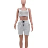 Pure Color Sports Vest 2 Pc Set with Pocket