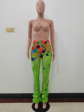 Casual Pleated Splash Ink Micro Horn Pants with Pocket