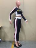Casual Long Sleeve Sports Letter Print Two Piece Set