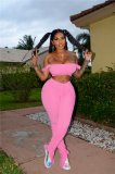 Solid Color Crop Top and Pleated Split Micro Trousers