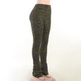 Spring Knitted Stripe Sexy Slim High Waist Pants